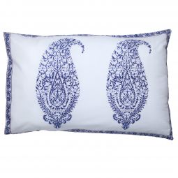 Malabar Paisley Reversible Pillow Case - Deep Blue